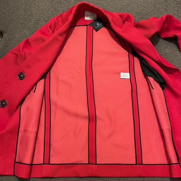 Lanvin Paris Red Ribbed Button Closure Pea Coat NWT - Picture 2 of 10